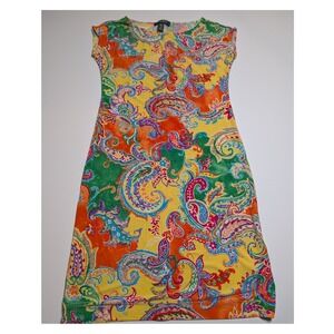 Lauren Ralph Lauren Petite Paisley Shift Dress Multicolor Sleeveless PXS Jersey